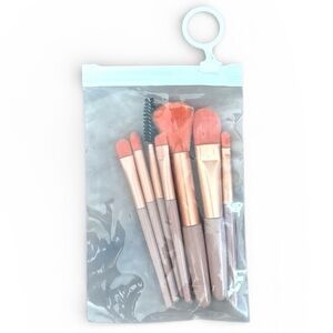 Mini Travel Makeup Brush Set 7pc Pink Gray Cosmetic Brushes New